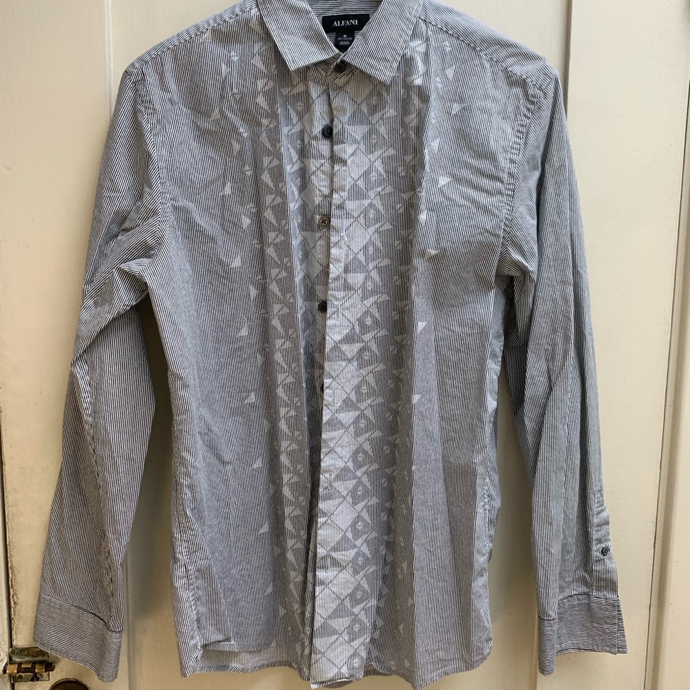 Black/white geometric pattern long sleeve shirt